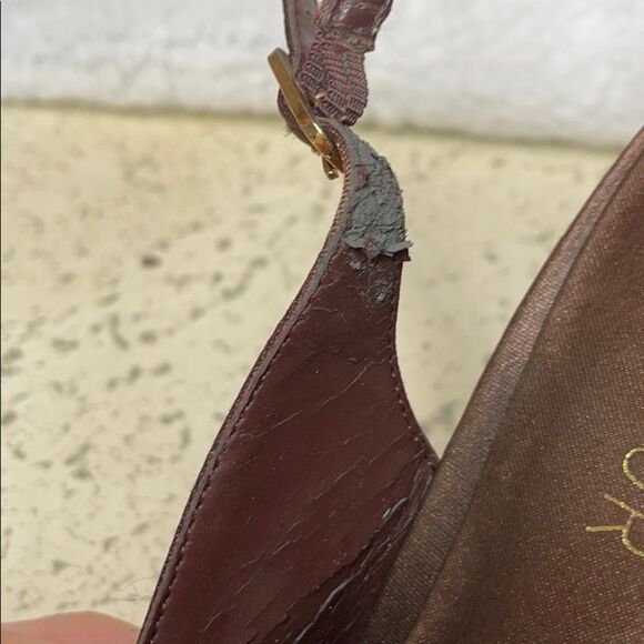 Metaphor Brown Peep Toe 3.5” Heel With Rhinestones and Buckle Ankle Strap Size 9 - Picture 3 of 15